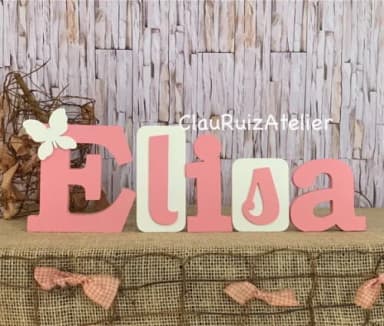 Decoração de Quarto Infantil - Blocos Nome em mdf ~borboleta