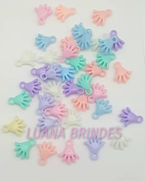 Pingentes de Mãozinhas Coloridas - Pacote c/ 40 Unidades