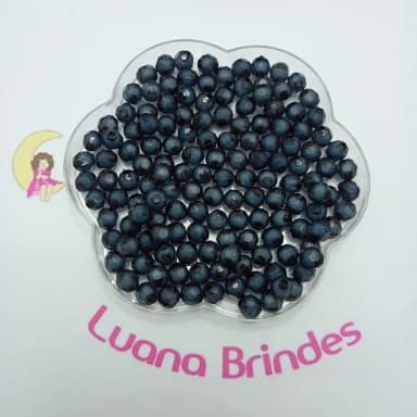 Bolinha Facetada com Miolo Preta 8mm Pct 100 Unidades