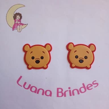 Aplique Ursinho Cabeça Pooh Emborrachado 3,2cm Pct 6 Unidade