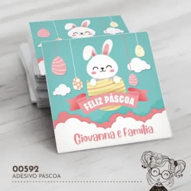 Adesivo Quadrado Páscoa - 00592