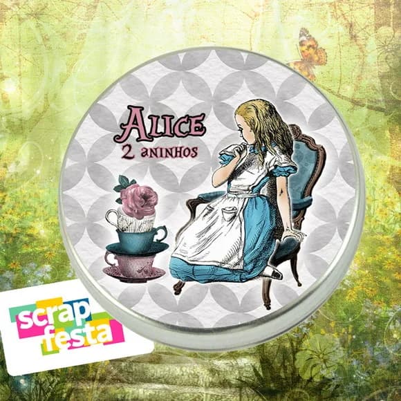 Latinha Personalizada Alice No País Das Maravilhas Aquarela