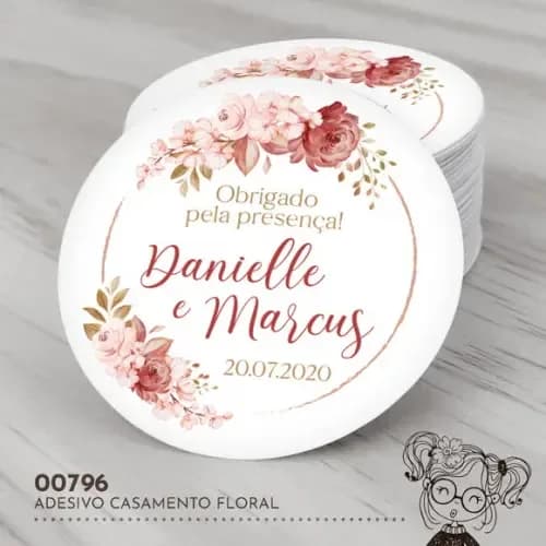 Adesivo Redondo Casamento - 00796