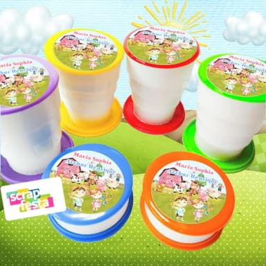 Copo Retrátil Personalizado Festa Fazendinha Aquarela