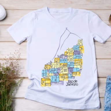 Camiseta Rio de Janeiro Favela Cristo Redentor Arte Urbana