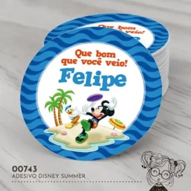 Adesivo Redondo Disney Summer - 00743