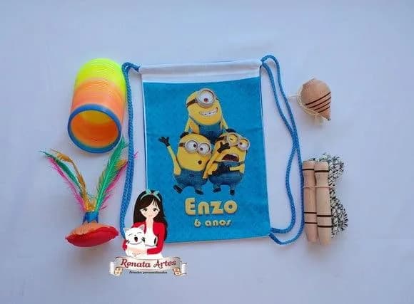 Mochila Boa Infância Personalizada Tema Minions Azul