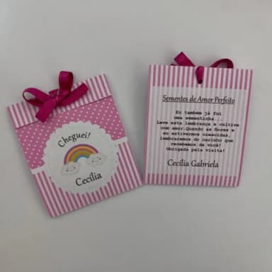 Lembrança Maternidade Sachê Sementinha Arco Íris Pink