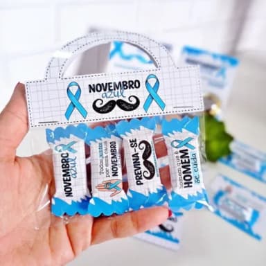 Balas Personalizadas no Saquinho com Lapela Novembro Azul