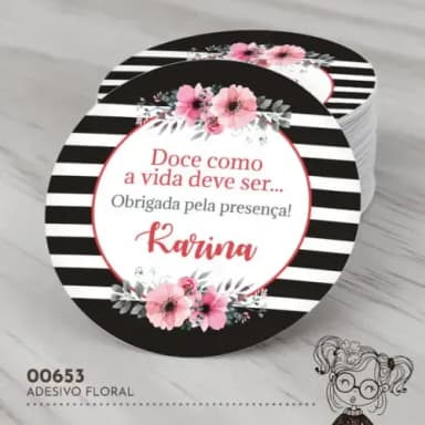 Adesivo Redondo Floral - 00653