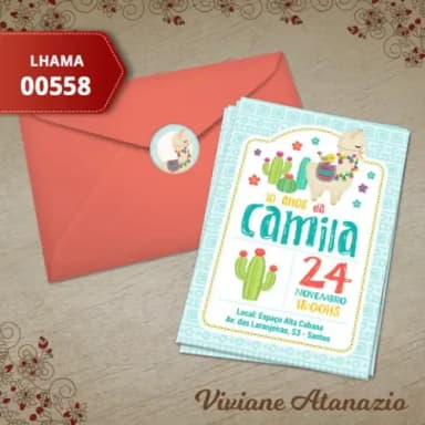 Convite Lhama - 00558