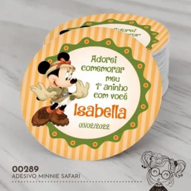Adesivo Redondo Minnie Safari - 00289