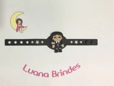 Pulseira Wandinha Addams Emborrachada 17,5 cm