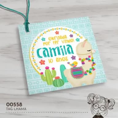 Tag Quadrada Lhama - 00558