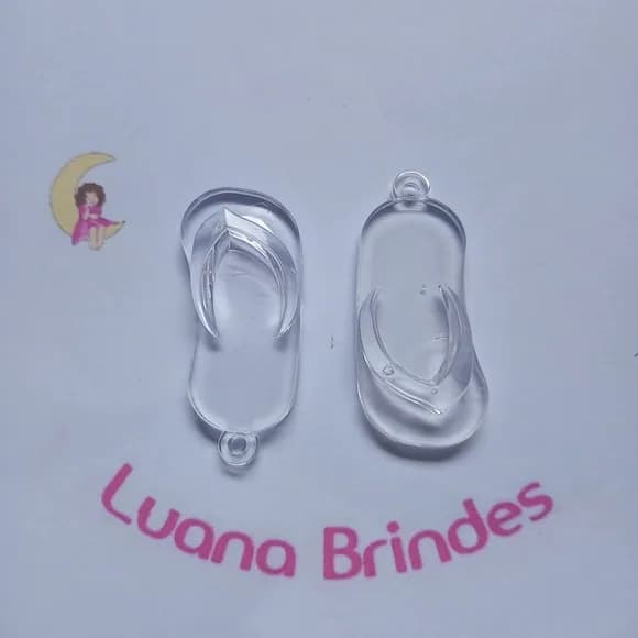 Chinelo Pingente Transparente Acrilico 5cm Pct 12 Unidades