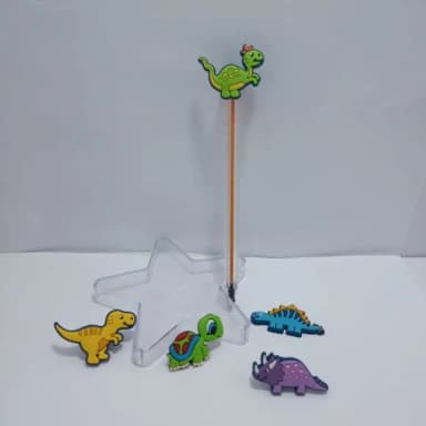 Ponteira para Lapis Dinossauros de Borracha Pct 05 Variados