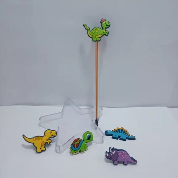 Ponteira para Lapis Dinossauros de Borracha Pct 05 Variados