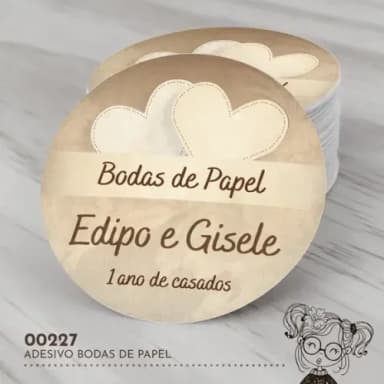 Adesivo Redondo Bodas de Papel - 00227