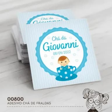 Adesivo Quadrado Chá de Fraldas - 00800