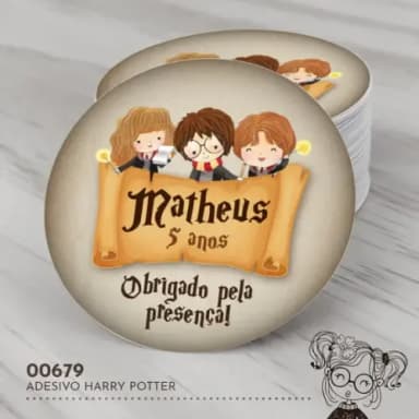 Adesivo Redondo Harry Potter - 00679