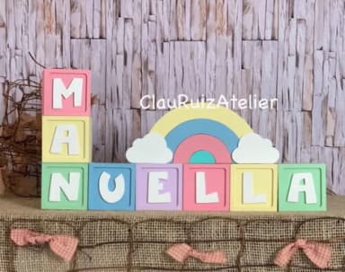 Candy Colors - Cubos 6x6cm Ts + Arco Íris. Decoração Bebê