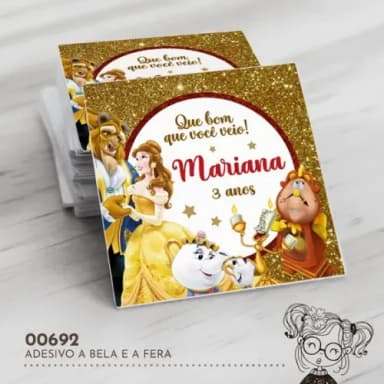 Adesivo Quadrado a Bela e a Fera - 00692