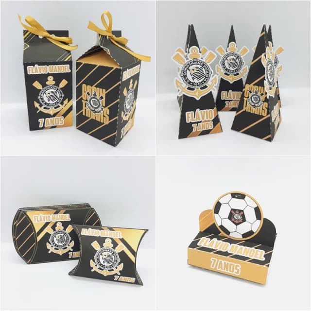 PEGUE E MONTE - Kit Festa CORINTHIANS - Decoração de Festa - Caixinhas Personalizadas