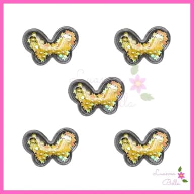 Aplique Borboleta Com Enchimento Amarela - Pct c/6 unds
