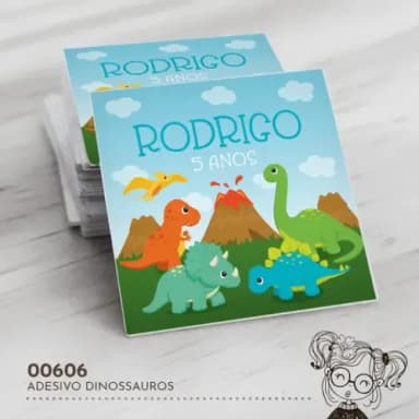 Adesivo Quadrado Dinossauros - 00606