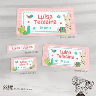 Etiqueta Escolar Lhama - 00559