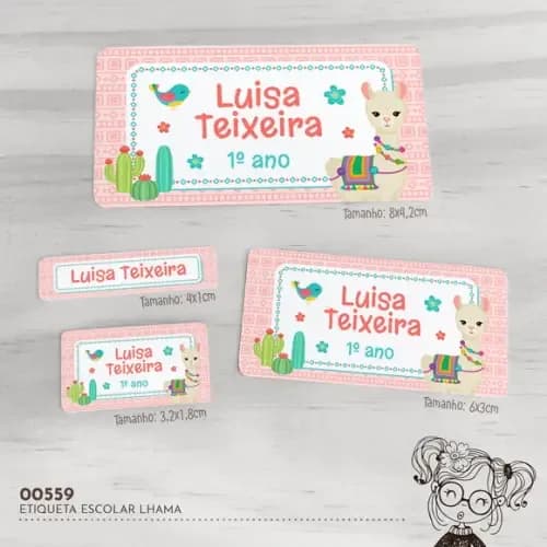 Etiqueta Escolar Lhama - 00559