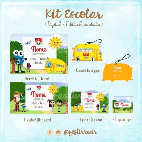 60 Etiquetas Escolares Personalizadas Prova D'agua