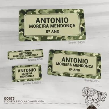 Etiqueta Escolar Camuflagem - 00875