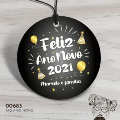 Tag Redonda Feliz Ano Novo - 00683