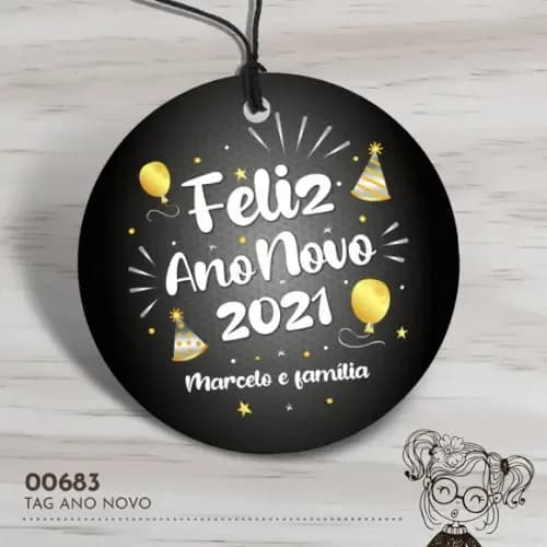 Tag Redonda Feliz Ano Novo - 00683