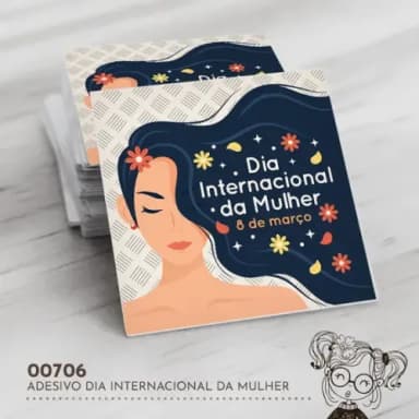Adesivo Quadrado Dia Internacional Mulher - 00706