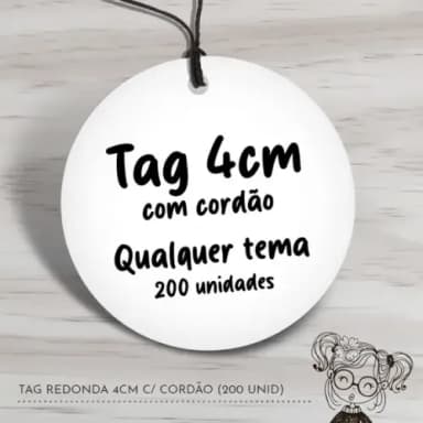 Tag Redonda 4cm c/ Cordão - 200 Unidades
