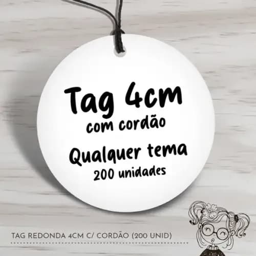 Tag Redonda 4cm c/ Cordão - 200 Unidades