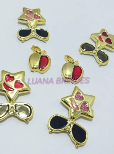 Apliques Variados em ABS Dourado - pct com 6 unidades
