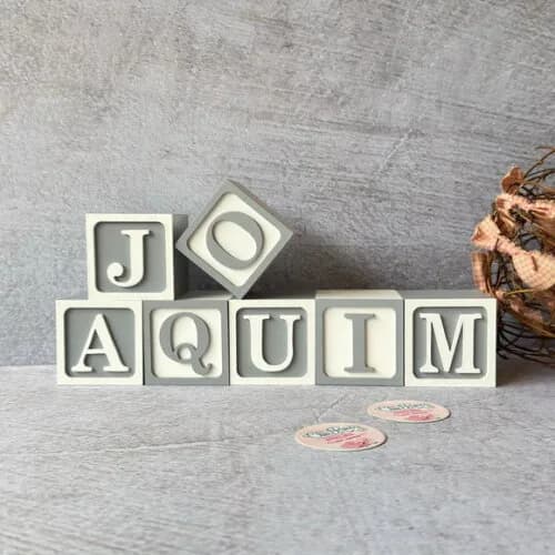 Nome com Moldura Cubos 6x6 Decoração Bebê e Criança