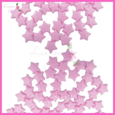 Missanga estrela rosa c/ furo passante - Pct c/70 unids
