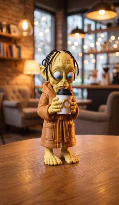 Boneco Gollum  Decorativo em 3D com Caneca – Enfeite Geek