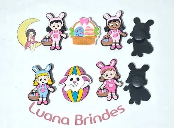 Pins de Crocs Pascoa Emborrachado Pacote com 6 Unidades