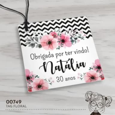 Tag Quadrada Floral - 00749