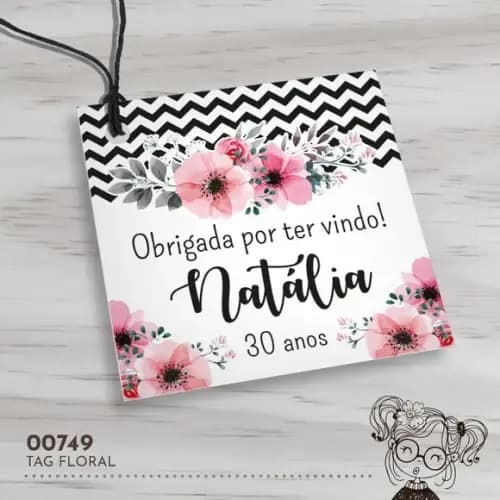Tag Quadrada Floral - 00749