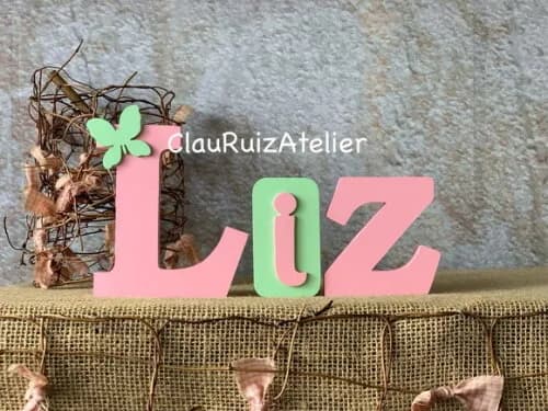 Letras de mdf -nomes Blocos Borboleta