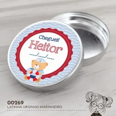 Latinha Adesivada Ursinho Marinheiro - 00269