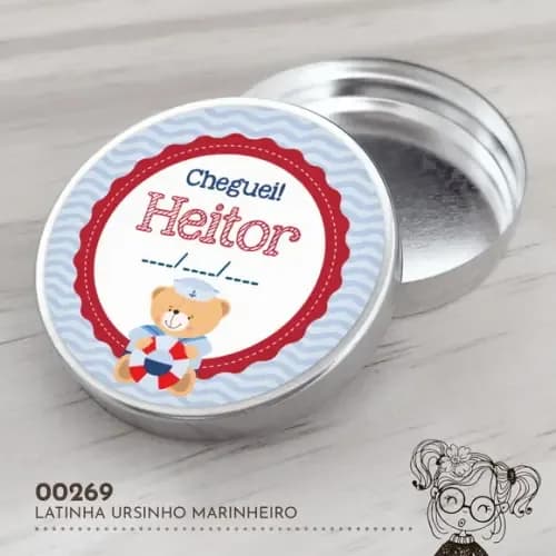 Latinha Adesivada Ursinho Marinheiro - 00269