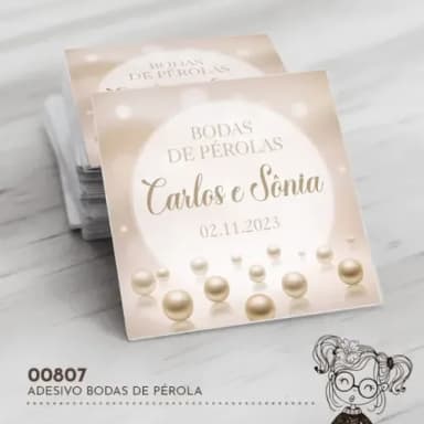 Adesivo Quadrado Bodas de Pérola - 00807