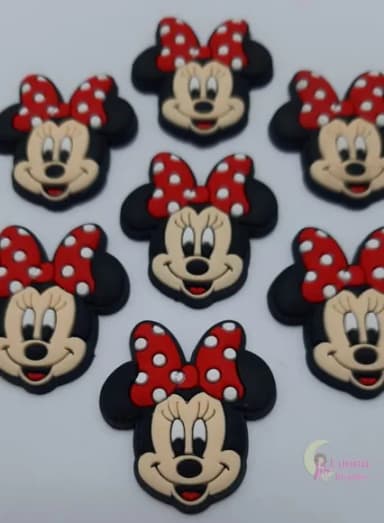 Aplique Minnie Carinha de Borracha - Pct C/7 Unidades